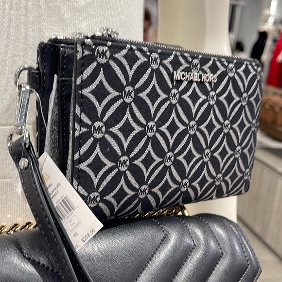 Michael Kors Jet Set Travel Large Double-Zip Wristlet-Wallet-PhoneHolder Black - Picture 1 of 16